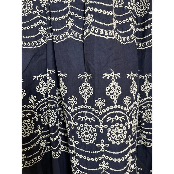 NWT Kings Road Women's Embroidered Eyelet Raw Hem Mini Babydoll Dress Blue S Y2K - Picture 8 of 12